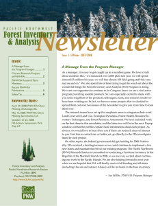 N ewsletter Forest Inventory &amp; Analysis