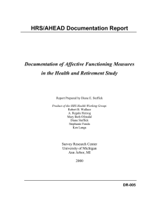 HRS/AHEAD Documentation Report  Documentation of Affective Functioning Measures