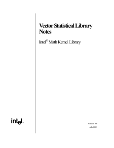 Vector Statistical Library Notes Intel Math Kernel Library