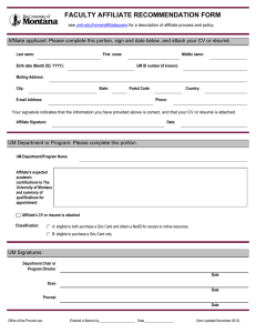 FACULTY AFFILIATE RECOMMENDATION FORM