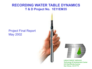 RECORDING WATER TABLE DYNAMICS T &amp; D Project No.  1E11EM35