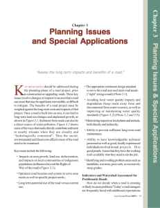Planning Issues and Special Applica