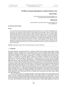 The Effects of Industry Specialization on Auditor's Opinion in Iran