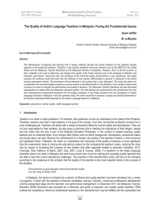 The Quality of Arabic Language Teachers in Malaysia: Facing the... Mediterranean Journal of Social Sciences Zamri Ariffin M. al-Muslim