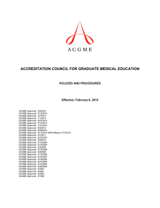 ACCREDITATION COUNCIL FOR GRADUATE MEDICAL EDUCATION  POLICIES AND PROCEDURES