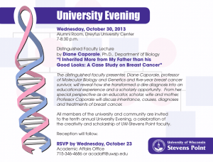 University Evening Wednesday, October 30, 2013 Diane Caporale