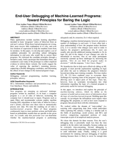 End-User Debugging of Machine-Learned Programs: Toward Principles for Baring the Logic