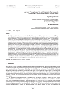 Learners’ Perceptions of the Life Orientation Curriculum in