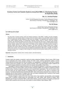 Inventory Control and Valuation Systems among Retail SMEs in a... An Exploratory Study