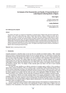 An Analysis of the Characteristics and Quality of Corporate Boards... Listed Deposit Collecting Banks in Nigeria