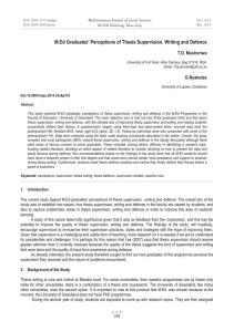 M.Ed Graduates’ Perceptions of Thesis Supervision, Writing and Defence T.D. Mushoriwa