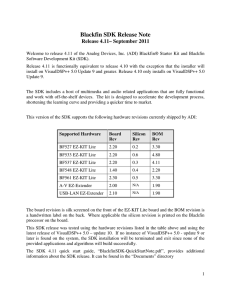 Blackfin SDK Release Note  Release 4.11– September 2011
