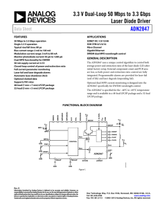 3.3 V Dual-Loop 50 Mbps to 3.3 Gbps Laser Diode Driver ADN2847