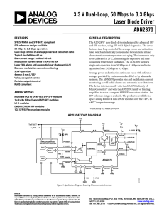 3.3 V Dual-Loop, 50 Mbps to 3.3 Gbps Laser Diode Driver ADN2870