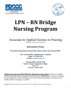 LPN – RN Bridge Nursing Program  Associate in Applied Science in Nursing