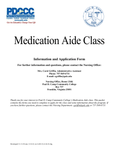 Medication Aide Class Information and Application Form