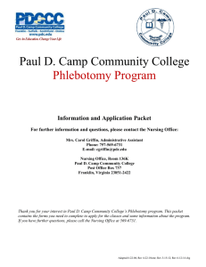 Paul D. Camp Community College Phlebotomy Program Information and Application Packet