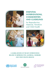 EssEntial intErvEntions, CommoditiEs and GuidElinEs