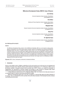 Millennium Development Goals, MDG’S; Case of Kosovo Jona Hoxhaj MCSER Publishing, Rome-Italy