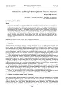 Active Learning as a Strategy in Embracing Diversity in Inclusion... Mediterranean Journal of Social Sciences Matjhabedi E. Mazibuko MCSER Publishing, Rome-Italy