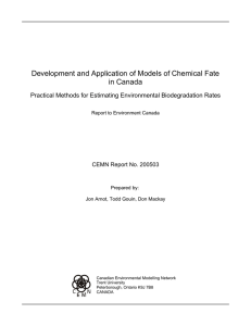Development and Application of Models of Chemical Fate in Canada