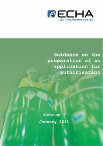 Guidance on the preparation of an application for authorisation