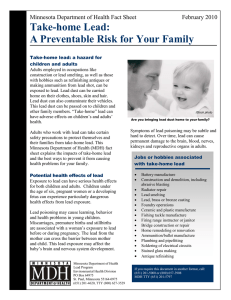 Take-home Lead: A Preventable Risk for Your Family February 2010