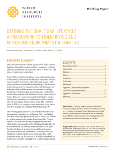 DEFINING THE SHALE GAS LIFE CYCLE: A FRAMEWORK FOR IDENTIFYING AND