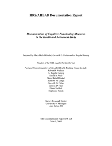 HRS/AHEAD Documentation Report Documentation of Cognitive Functioning Measures