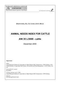 ANIMAL NEEDS INDEX FOR CATTLE ANI 35 L/2000 - cattle December 2000 B