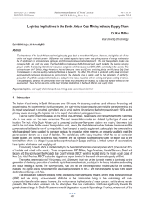 Logistics Implications in the South African Coal Mining Industry Supply... Mediterranean Journal of Social Sciences Dr. Ken Mathu MCSER Publishing, Rome-Italy