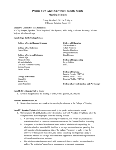 Prairie View A&amp;M University Faculty Senate Meeting Minutes