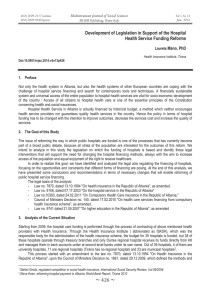 Development of Legislation in Support of the Hospital