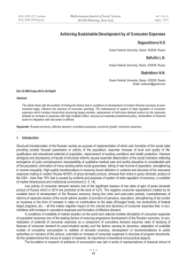 Achieving Sustainable Development by of Consumer Expenses Bagautdinova N.G MCSER Publishing, Rome-Italy