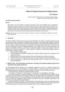 Method of Integrated Assessment of Regional System M.V. Panasyuk MCSER Publishing, Rome-Italy