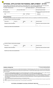 OPTIONAL APPLICATION FOR FEDERAL EMPLOYMENT - OF 612