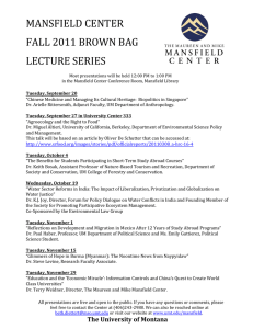 MANSFIELD CENTER  N BAG  FALL 2011 BROW LECTURE SERIES 