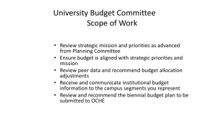University Budget Committee Scope of Work
