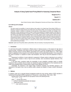 Analysis of Using Capital Asset Pricing Model for Assessing Companies... Mediterranean Journal of Social Sciences Burganova R. A. Novak V. V.