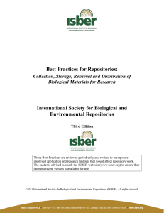 Best Practices for Repositories: International Society for Biological and Environmental Repositories