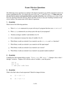 Exam I Review Questions Fall 2010