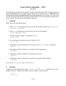 Exam I Review Questions — KEY Fall 2010