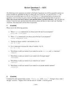 Review Questions I — KEY Spring 2010