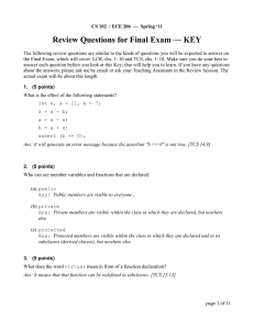 Review Questions for Final Exam — KEY