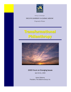 Transformational Philanthropy 2005 Forum on Emerging Issues