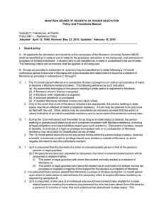 MONTANA BOARD OF REGENTS OF HIGHER EDUCATION Policy and Procedures Manual I.