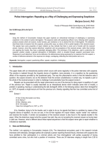 Police Interrogation: Repeating as a Way of Challenging and Expressing... Mediterranean Journal of Social Sciences Marijana Ceroviý, PhD