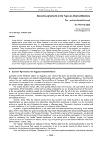 Economic Agreements in the Yugoslav-Albanian Relations Mediterranean Journal of Social Sciences