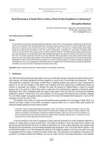 Rural Governance in South Africa: Is there a Place for... Mediterranean Journal of Social Sciences Sibonginkosi Mazibuko MCSER Publishing, Rome-Italy