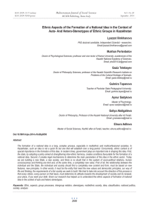 Ethnic Aspects of the Formation of a National Idea in... Auto- And Hetero-Stereotypes of Ethnic Groups in Kazakhstan